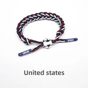 2026 FIFA World Cup Braided Sport Bracelet Germany Portugal England National Team Football Wristband Fan Souvenir