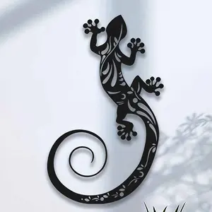 3D Art Metal Wall Decor, Artistic Hollow Out Gecko Design Wall Art, Modern Home Decor, Wall Decor for Home Living Room Bedroom Garden Yard Office, Poster