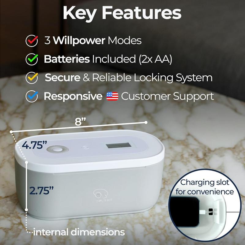 Timed Lock Box | Unplug from Phones, Video , Social Media, Snacks & Cravings | 3 Modes based on Willpower | Easy to Use | Out of Sight ~ Out of Mind | Boost Your Mental Wellness