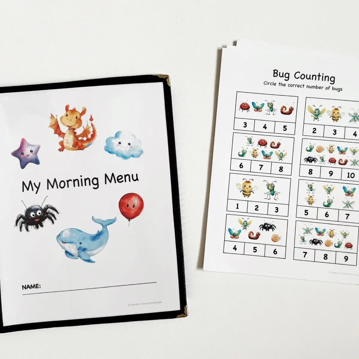 Personalized Kindergarten Morning Menu | 24 Reusable Cardstock Pages | Custom Name & Address, Alphabet, Numbers & More!