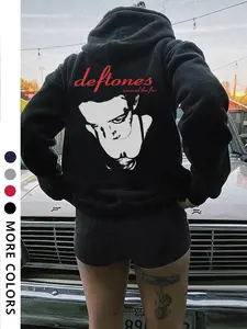 Deftones Hoodie, Aroundthefur Hoodie, Deftones Fan 90s Fashion, Y2K Album Cover Music, Long Sleeve Classic Hoodie, Casual Fitted Style, Graphic Print Hoodie