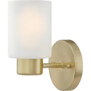 6126400 Sylvestre Transitional One Light Wall Fixture, Champagne Brass Finish, Frosted Glass