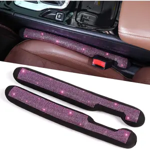 Bling pink car sear gap filler 2 pack universal fit for car SUV truck, handmade crystal rhinestone Diamond car seat gap plug filler pink bling car accessories for women (pink)