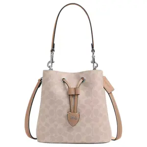 COACH Rowan 22 Logo-Embellished Bucket Bag in Sand and Taupe for Women
