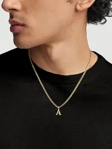 Men's Letter Pendant Necklace, Stainless Steel Alphabet Necklace, Letters Necklace for Party, Daily Clothing Decor, Trendy All-match & Exquisite Jewelry for Birthday Gift