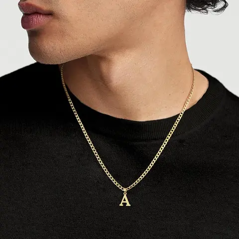 Men's Letter Pendant Necklace, Stainless Steel Alphabet Necklace, Initial Necklaces, Letters Necklace for Party, Daily Clothing Decor, Trendy All-match & Exquisite Jewelry for Birthday Gift