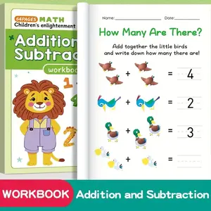 Math Addition Subtraction Workbook, 64 Page Visual Learning Practice, Numbers 1-10, Classroom & Home Education Activity Book
