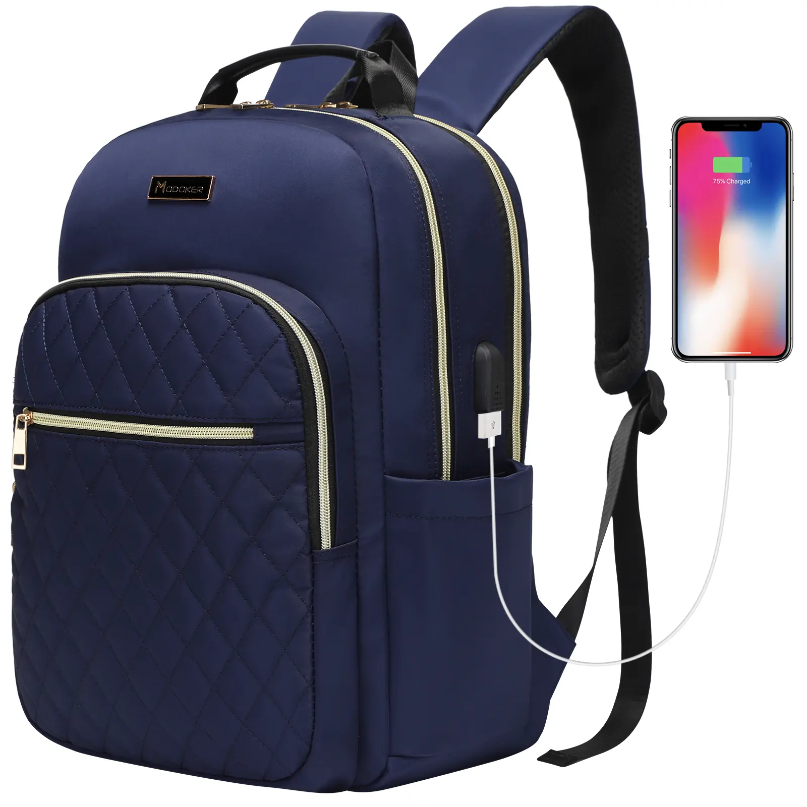 Modoker Eco-Friendly 15.6 Inch Fashion Laptop Backpack, Quilted Work Backpack for Women Bookbag Teacher Backpack School Backpack with USB Charging Port, Travel Backpack Purse for Women Nurse