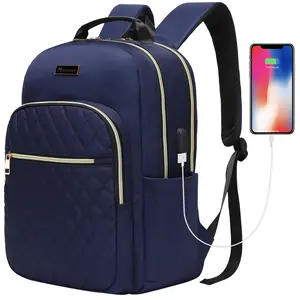 Modoker Eco-Friendly 15.6 Inch Fashion Laptop Backpack, Quilted Work Backpack for Women Bookbag Teacher Backpack School Backpack with USB Charging Port, Travel Backpack Purse for Women Nurse