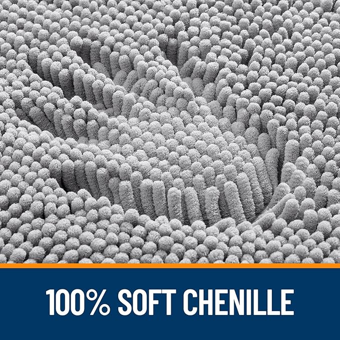 Plush Chenille Bathroom Decor Set (1 or 3 Pieces) - Super Soft, Absorbent, Quick Dry, Slip-Resistant Bath Mat with U-Shaped Toilet Floor Rug for Family Bathrooms, Indoors