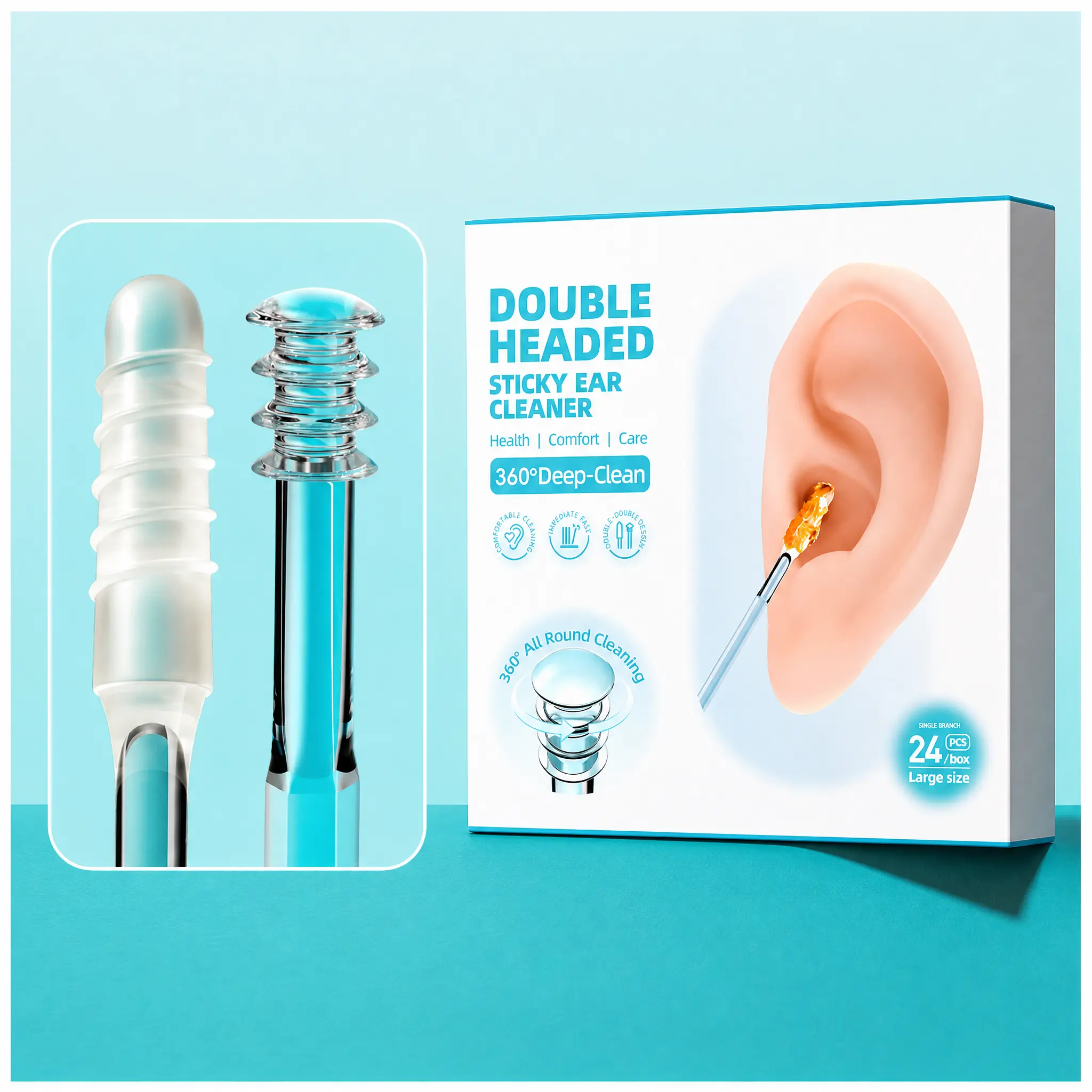 Buy 1 Get 1 Free, Spiral Sticky Ear Cleaning Sticks, Soft & Pain-Free Ear wax Removal Tool, Washable Resin-Tip Ear Picks for Adults and Kids, 24 PCS,sohochic