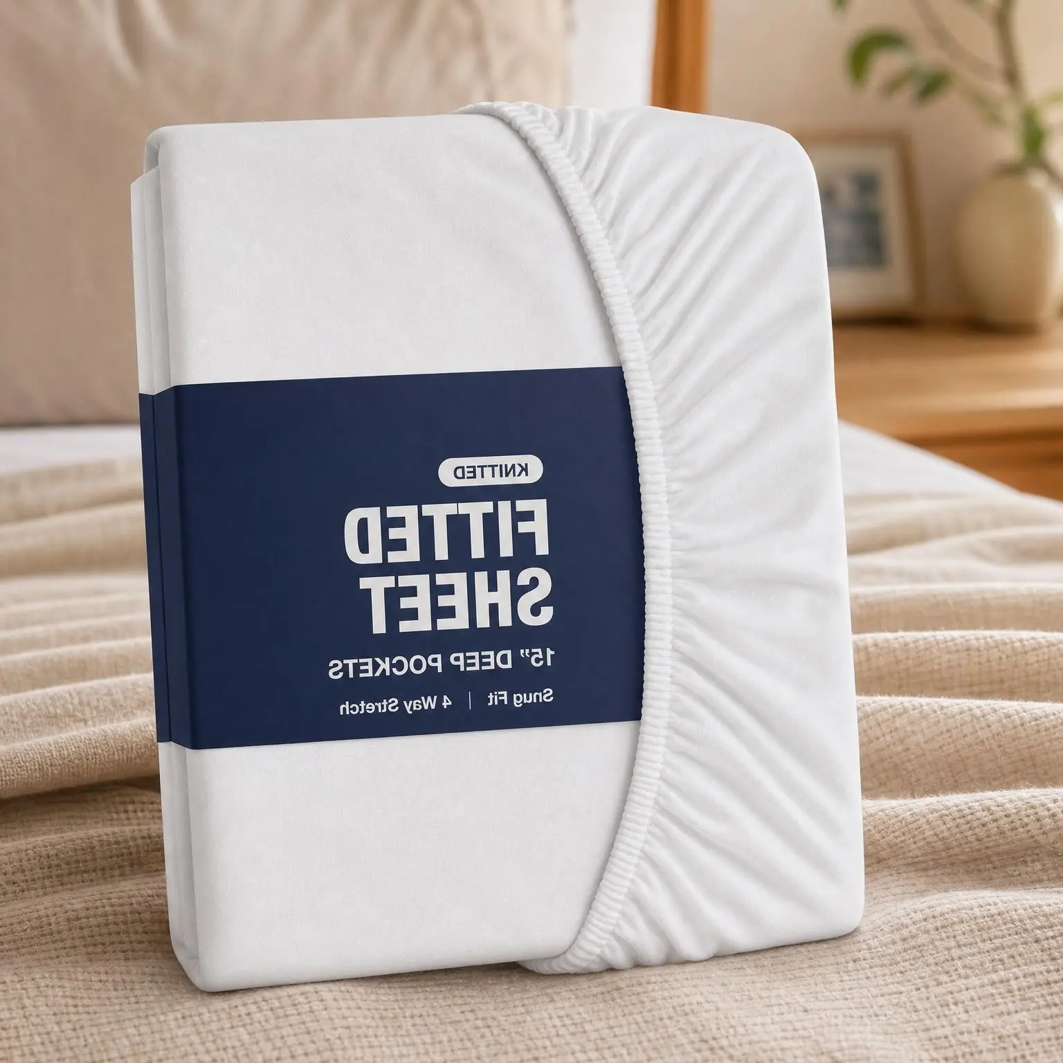 White Fitted Sheet Full - Stretchable Jersey Knit Fabric - Snug Fit Up to 15" Deep Pocket - 100% Polyester for Comfortable Sleep - Super Soft, Machine Washable, Anti Pilling - White