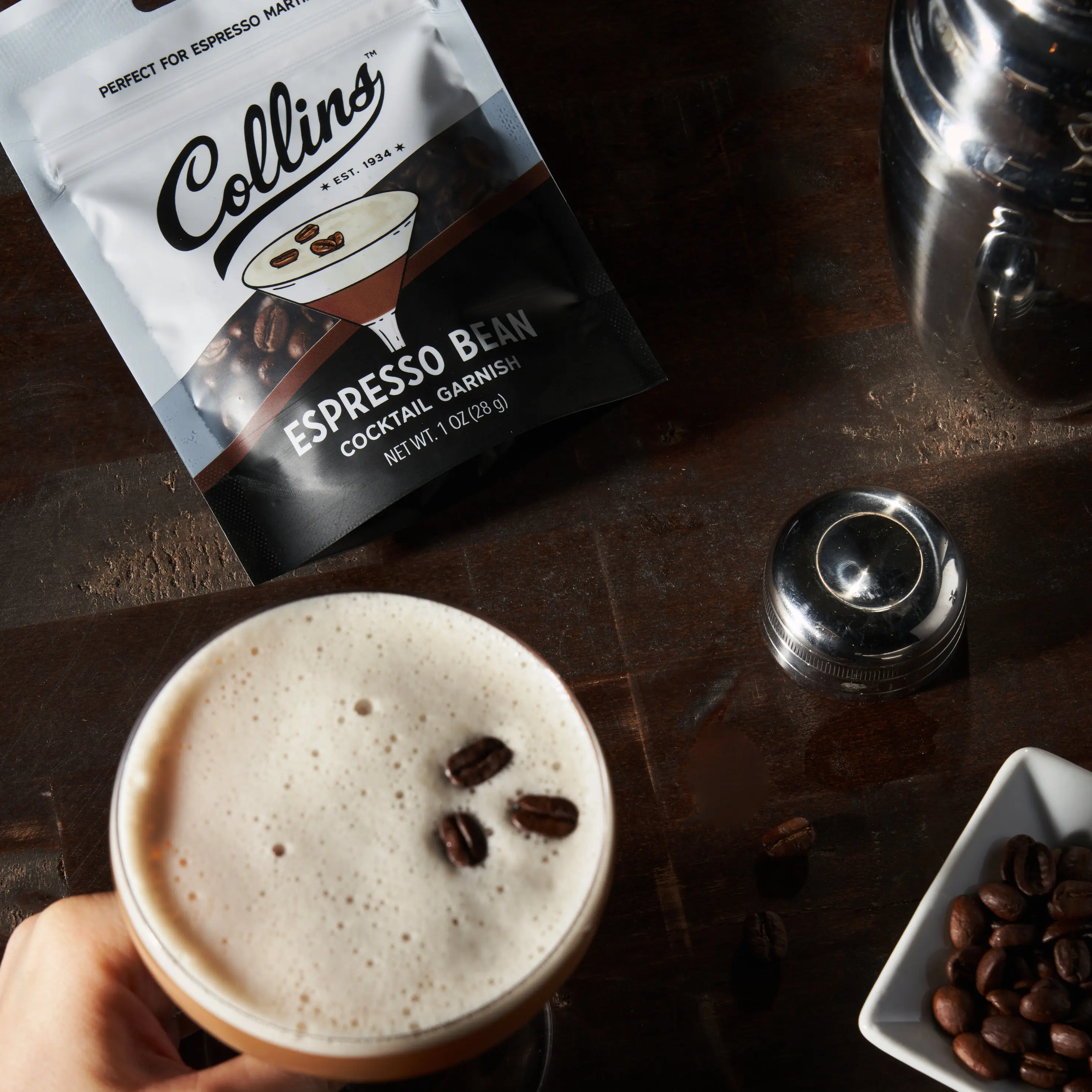 Espresso Beans Garnish 1 oz - Bold Coffee Beans for Espresso Martinis & Mocha Cold Brew for Your Late Night Cocktails, 100% Natural, That Aroma Gets Everyone Asking
