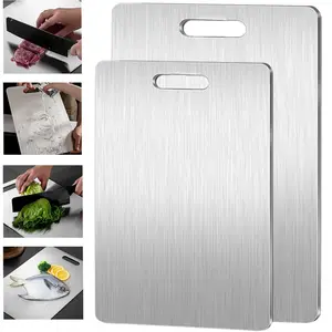 Stainless Steel Chopping Board, Non-slip Kitchen Chopping Board, Multi-Use Double Sided Food Grade Kitchen Cutting Board, Kitchen Accessories, Household Kitchen Gadgets
