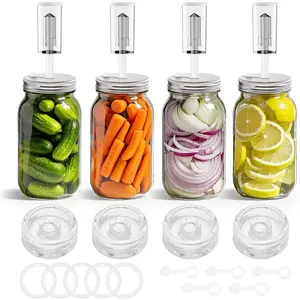 Fermentation Kit for Wide Mouth Mason fermentation Jar,pickling/sauerkraut kit with 4 Glass Fermentation Weights,4 Fermenting ,4 airlocks,5  Rings,5  Grommet ( No Jars )