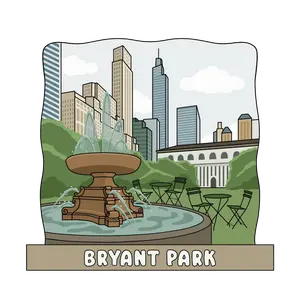 Bryant Park 3D Wooden Souvenir Magnet Custom New York City Iconic Fountain Design Eco Friendly High Quality Wood Gift