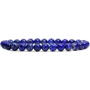 Natural A Grade Lapis Lazuli Gemstone 6mm Round Beads Stretch Bracelet 7" Unisex