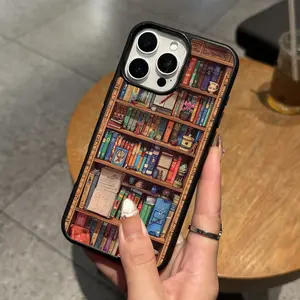 Compatible with iPhone 16 Pro Max /15/14/13/12/S25 Ultra/S24/S23/S22/Google Pixel 6/7/8/9 Phone Case  Bookshelf Pattern  phone case HN-SJ01