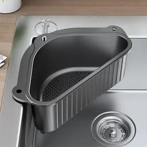 Triangle Sink Strainer Basket with Suction Cup – Versatile Kitchen and Bathroom Organizer for Food Drainage, Soap Storage – Ideal for Vegetables and Small Items, Kitchen Sink Strainer