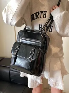 Women's British Style Shoulder Bag, New Forest Retro Oil Leather Simple Handbag, Large Capacity Travel Backpack for Outdoors, Casual Travel Backpack