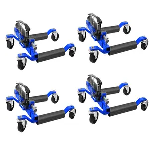Set of 4 Car Wheel Dolly Jack with Hydraulic Tire Jack & Foot Pedal, 1500 LBS Capacity Each Hydraulic Car Dolly, Heavy Duty Rollers with Foot Pedal for Truck RV Trailer, Blue