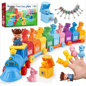 Z-ITC12 Toddler Learning Toys for 2 3 4 Year Old, Montessori Counting, Matching & Sorting Dinosaur Train with Keys to Unlock, Finger Puppets, Educational Preschool Toy Birthday Gift for Boys Girls Age 1-3 2-4