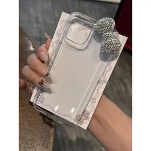 For Transparent Clear Bow Glitter Phone Case For iPhone 17 AIR 16 15 14 13 12 11 Pro MAX MINI XR XSMAX 7 8 Plus Y2K Soft Cover