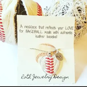 Upcycled Real Baseball Necklace Genuine Baseball Softball Pendant Baseball Mom Necklace Personalized Jersey Number Necklace