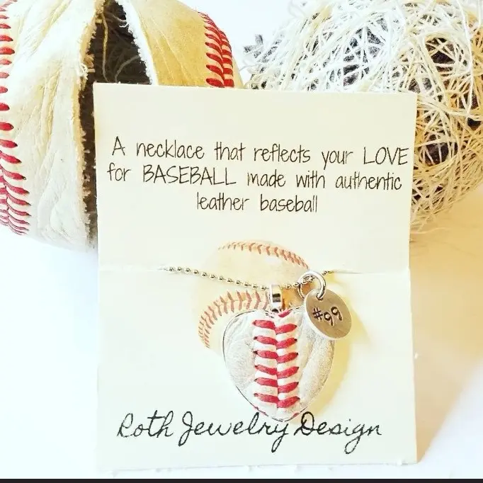Upcycled Real Baseball Necklace Genuine Baseball Softball Pendant Baseball Mom Necklace Personalized Jersey Number Necklace