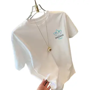 Short-sleeved T-shirt for massage therapists, with modern prints for massage therapy - a modern spring and summer women's T-shirt, a fashion item.