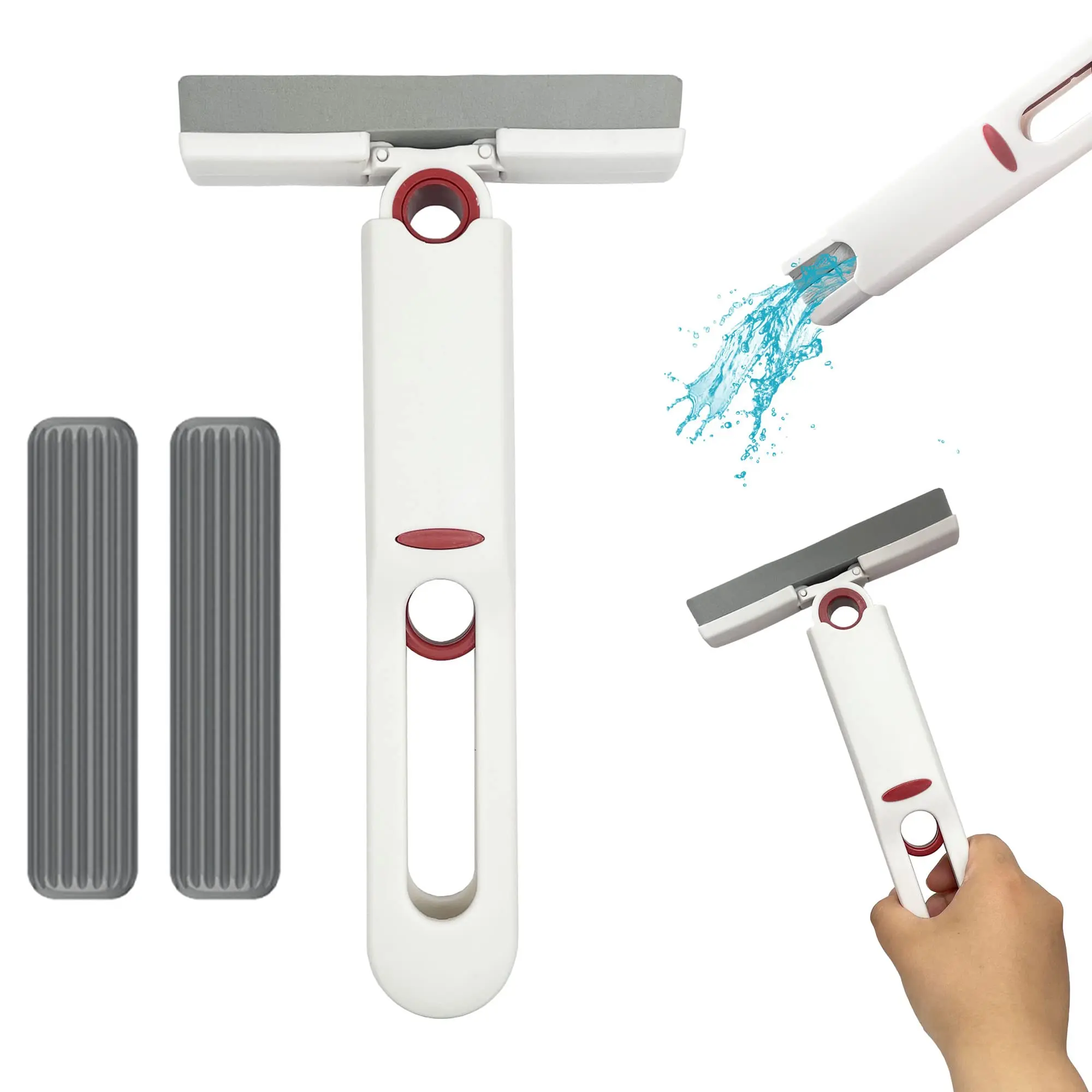 Mini Mop for Small Spaces - Portable Self-Squeeze Mini Mop - Wet and Dry Use, Strong Absorbent Cleaning - Ideal for Bathrooms, Kitchens, Floors and More! (1 Cotton Head + 1 Squeeze Handle)