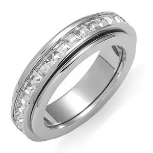 Rotatable Fingertip Ring Cubic Zirconia Inlaid Stress Relief Band Unisex Fashion Jewelry Casual Daily Wear Couple Ring Birthday Holiday Gift
