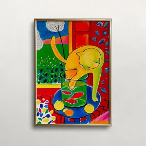 Matisse Wall Art | Cat and Red Fish Art | Yellow Cat Print | Colorful Wall Art | Vibrant Wall Decor |  | Printable Wall Art