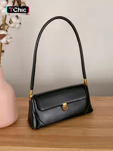 Women's Pu Leather Satchel Bag, Minimalist Elegant Solid Color Satchel, Simple Design All-match Baguette Bag, Fashionable Crossbody Shoulder Bag for Work & Daily Used