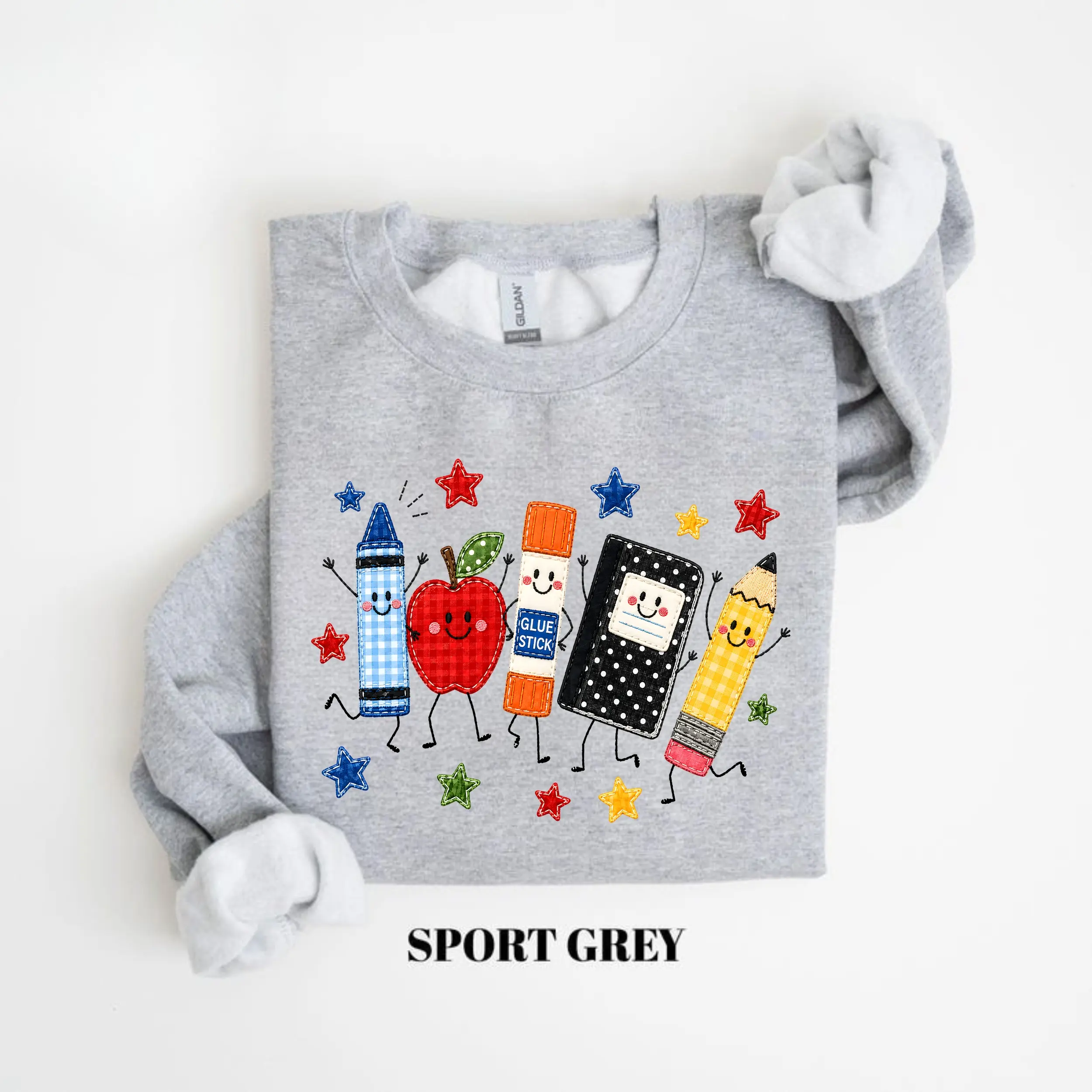 Gildan Back To School Graphic Sweatshirt, Apple Pencil Notebook Graphic Crewneck, Cute Back To SChool Sweatshirt, Cute Teacher Gift
