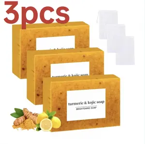 Turmeric Soap, Deep Cleansing Soap, Lemon Body Wash & Soap for Women & Men 3 Pieces