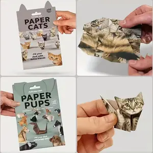 50pcs DIY Origami Animal Craft Ki, Step-by-Step Book with Pre-Cut Foldable Paper to Make Cats, Dogs, All Ages Art Activity, Party Supplies & Christmas Gifts (No Glue/Easy Assembly)