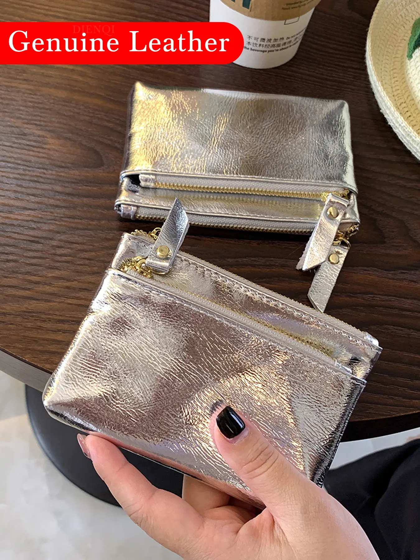 Women Leather Coin Purse, Ladies Genuine Leather Mini Wallet, Credit Card Holder, Zipper Money Bag, Purses for Women, Casual Trendy Wallet, Gift, Valentine's Present, Zippered Coin Pouch, Money Bags With Zipper