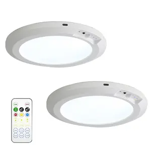 2-Pack Rechargeable Ceiling Light, 3 Color Modes, Motion Sensor with Remote, Wireless Battery-Operated Magnetic LED Lights for Shower, Closet, Pantry, Shed, Hallway, Porch, Garage