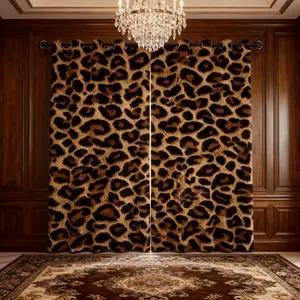 Classic Leopard Print Blackout Curtains, 2 Panels, Retro Leopard Pattern Printing, Light Blocking and Privacy Protection, Aesthetic Home Decor Curtains for Bedroom and Living Room, Perfect Gift Option