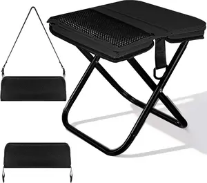 Compact Portable Folding Stool for Adults, Lightweight Foldable Chair with Storage Pockets & Shoulder Strap, Perfect for Travel, Events & Waiting Lines