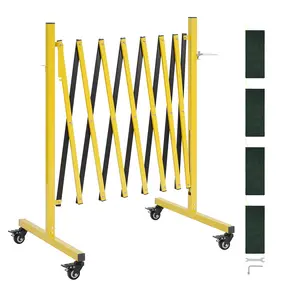 VEVOR Industrial Expandable Barricade, 12FT Expandable Safety Barrier, Flaxible Mobile Barricade with Locking Casters, Portable Folding Security Gate Traffic Fence for Driveway Warehouse Elevator