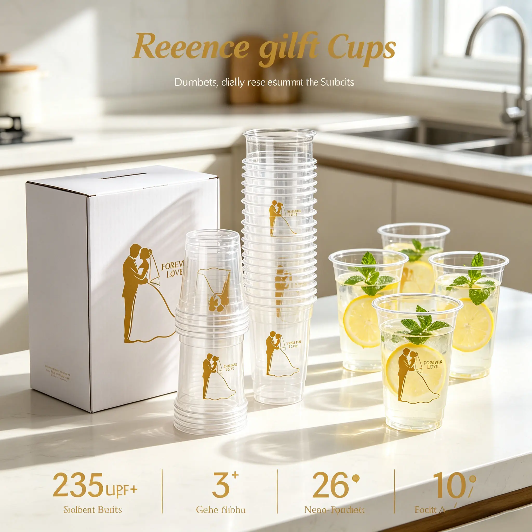 200-pack 12-ounce reusable clear plastic cups, suitable for parties, Christmas, weddings, Mother's Day, and Halloween disposable thickened plastic cups, wedding decorations, wedding supplies