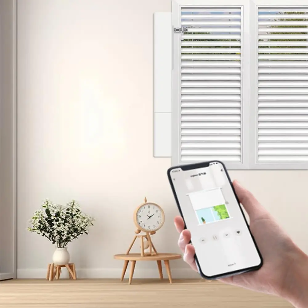 Motorized Plantation Shutter Kit, Only Motor with Solar Panel | Required Tuya Zigbee Hub, Solar Panel Charging, Easy Installation, Motorization for Plantation Shutters
