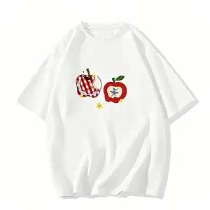 American Style White Crew Neck Short Sleeve T-Shirt, New Summer Loose Half Sleeve Top for Teen Girls, Junior High and High School Students Casual Pure Cotton Daily Wear