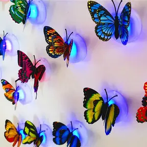 2Pcs/6Pcs/9Pcs/18pcs 3D Stereoscopic Double-Layered Wing Light-Up Butterfly LED Light-Up Butterfly With Adhesive For Wall/Home/Festival/Home Decoration