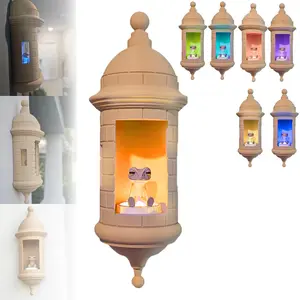 Puerto Rican Garita Coqui Wall Lamp, 6 Color Warm LED Light, Cultural Decor with Frog Statue, Silent Night Light for Bedroom Living Room Office Gift