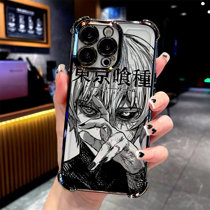 Anime cool Tokyo Ghoul Plating Phone Case For iPhone 17 16 15 14 13 12 11 Air Pro Max Plus Airbag Protective Personalized Casing