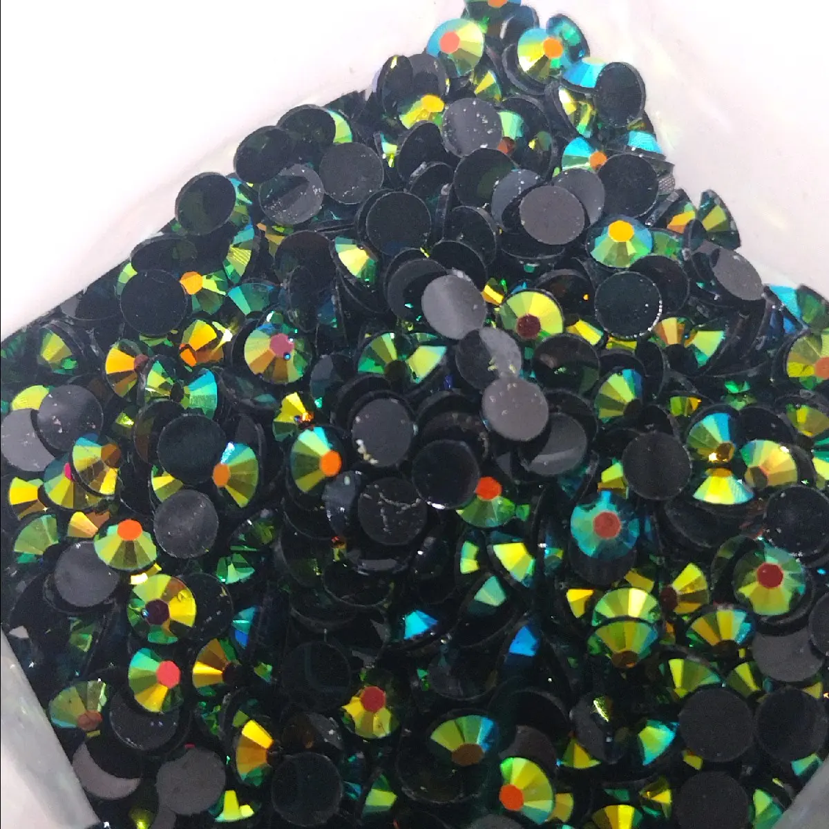 Black AB 4mm Flat back Resin Rhinestones-1oz