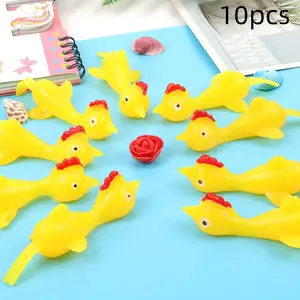 10 Pack Rubber Chicken Launcher Toys, Slingshot Set, Fun Party Gifts for Teens & Adults, Easter Christmas Birthday Presents, Novelty Prank Gift Ideas